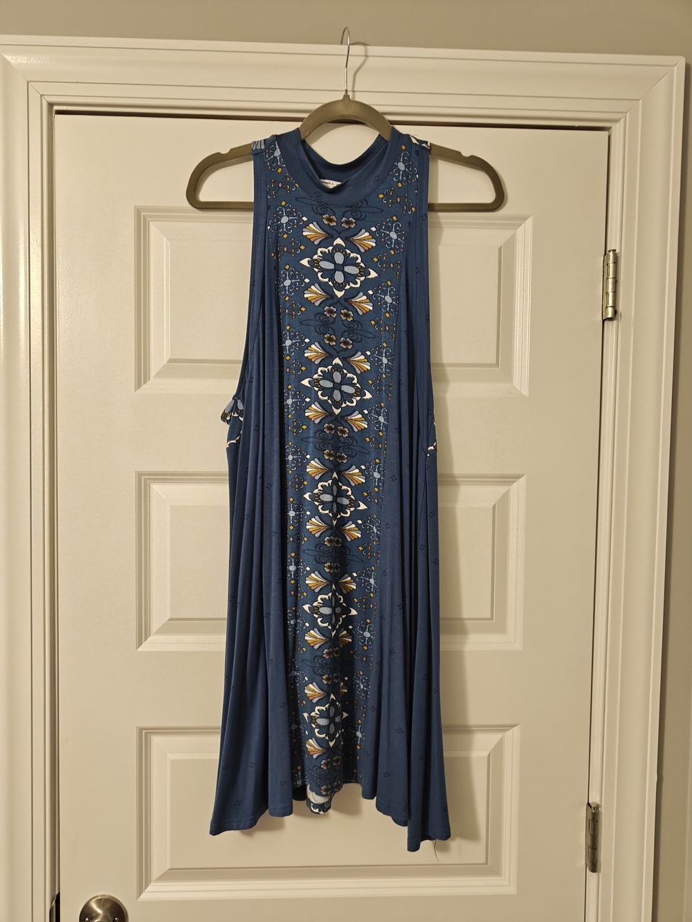 O'Neill Sleeveless Blue Maxi Dress with Center Floral Panel